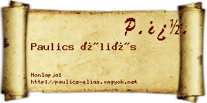 Paulics Éliás névjegykártya